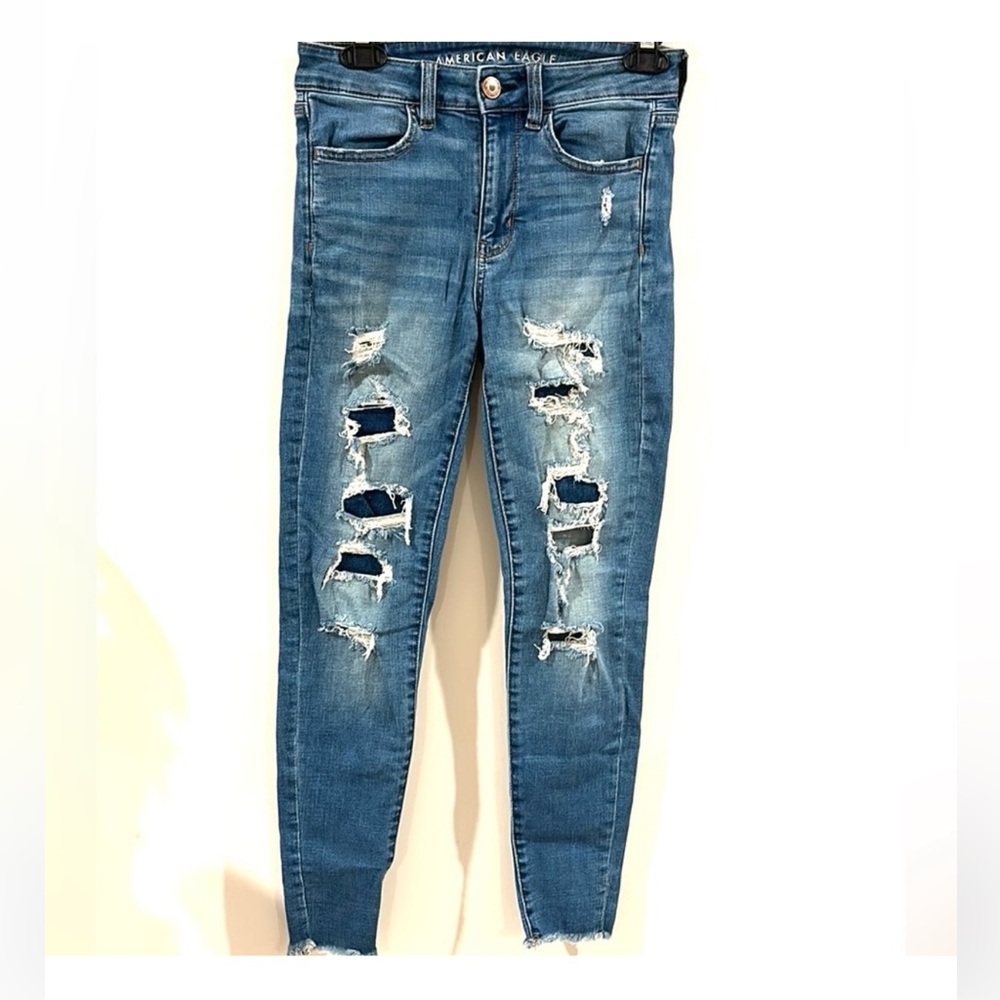 American Eagle Women’s High Rise Distressed Jeggings Size 2 - Picture 14 of 14